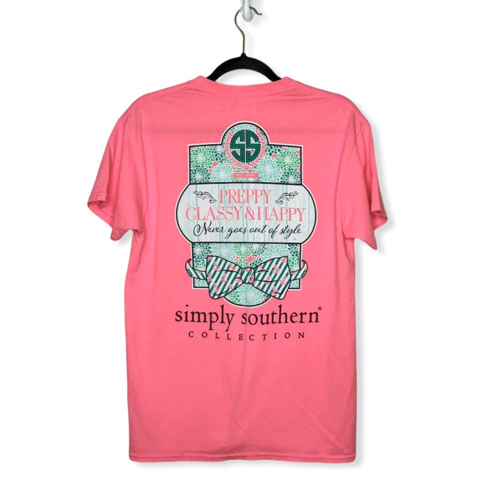 “Simply Southern”-Tee-Pink tee w/decal-EUC-Sz Med.